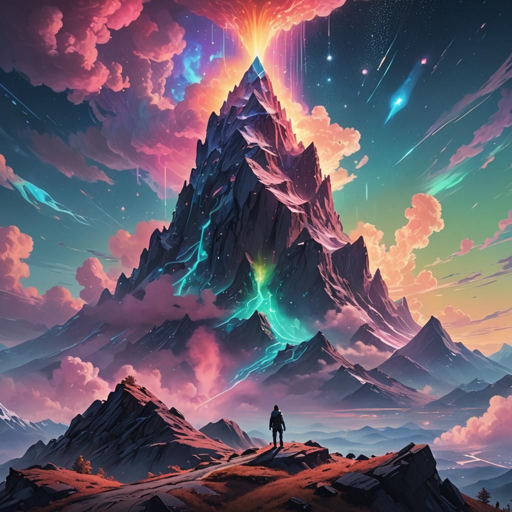 Celestial Being on Mystical Mountain: Fantasy Concept Art