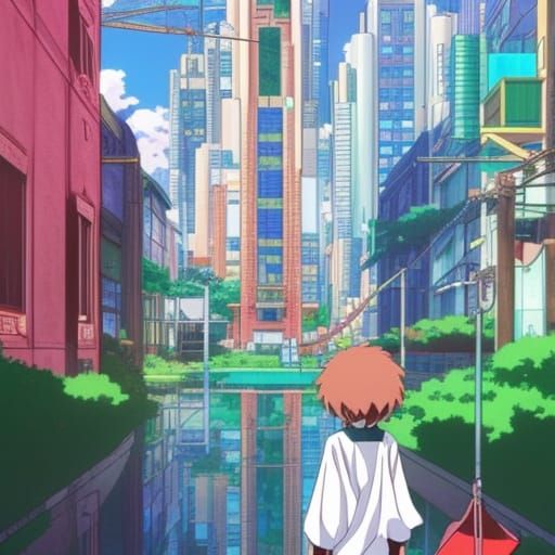 Philadelphia Cityscape in Anime Aesthetic