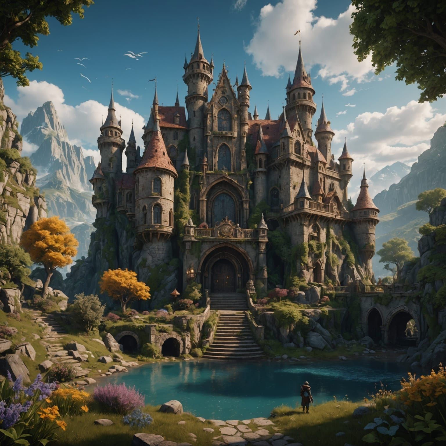 Detailed Matte Painting of a Fat Man