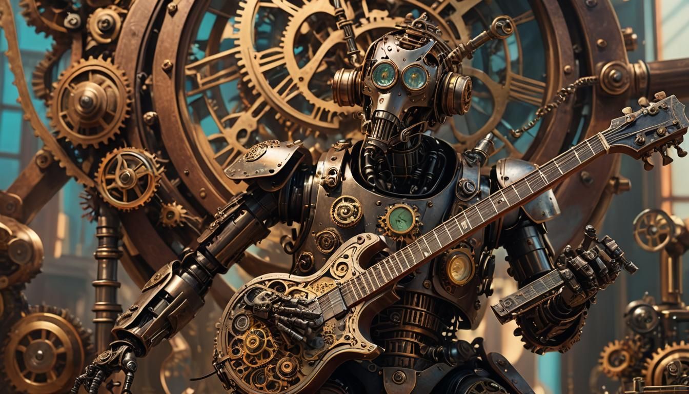 A striking, cinematic photograph of a highly detailed steamp...