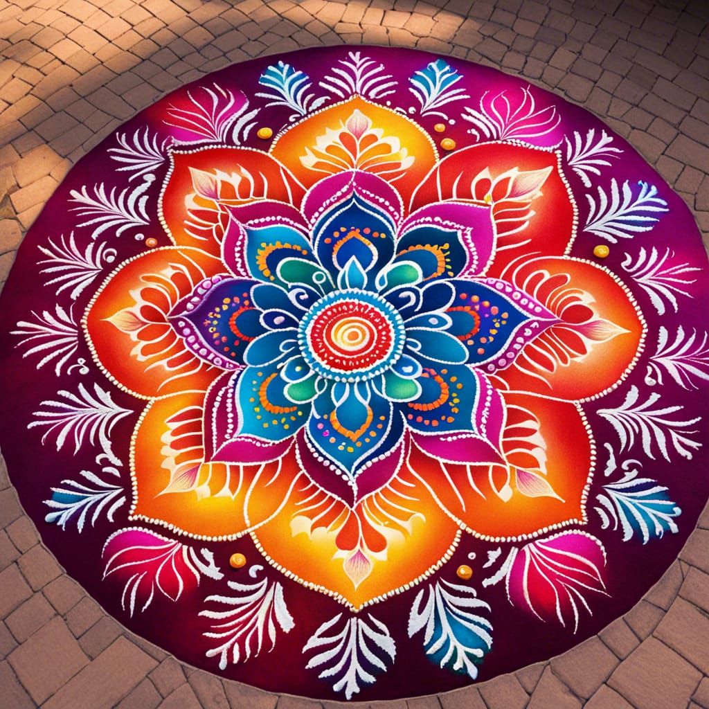 Traditional Indian Rangoli Floral Design