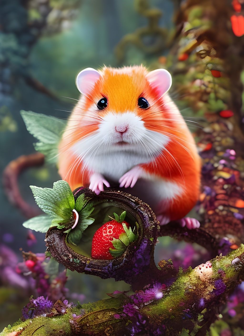 Chibi Hamster in Mushroom Forest: Fantasycore Art