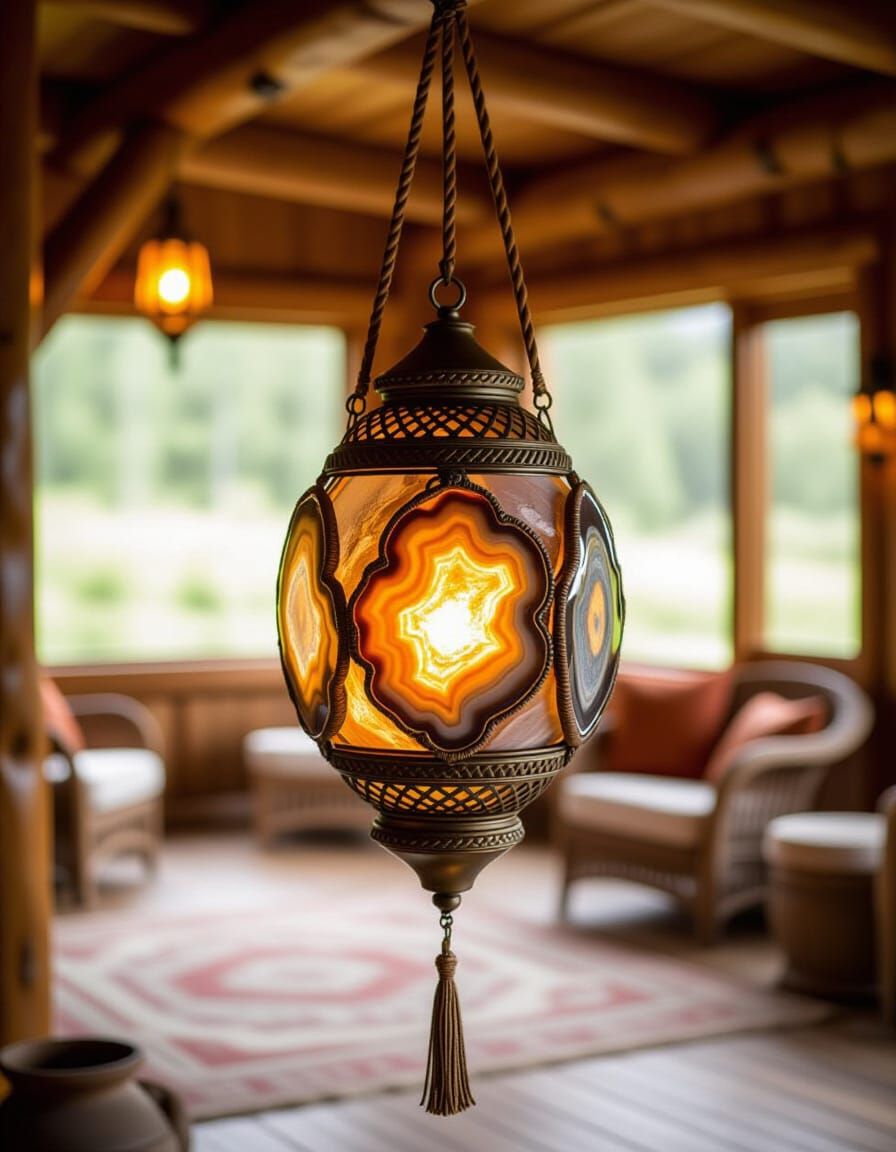 The Dreamer’s Lamp: Hanging Geode Light