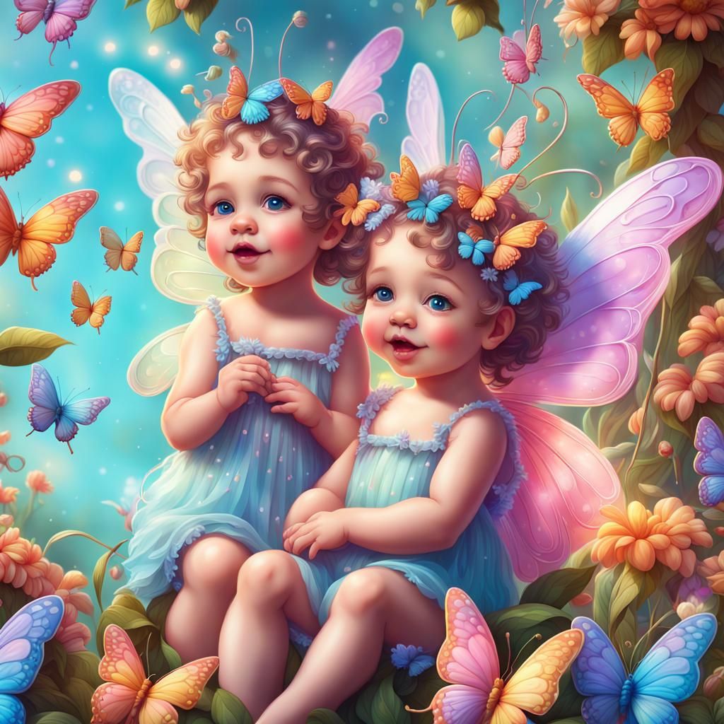 Baby Fairies in a Candy Art Garden