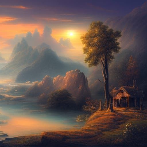 Epic Desert Sunset: A Digital Matte Painting