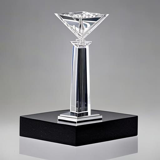 Elegant Star-Shaped Crystal Trophy on Wooden Base