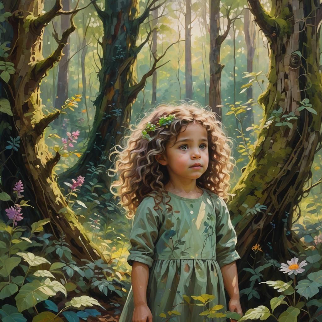 Girl Exploring Wilderness in Realistic Photo