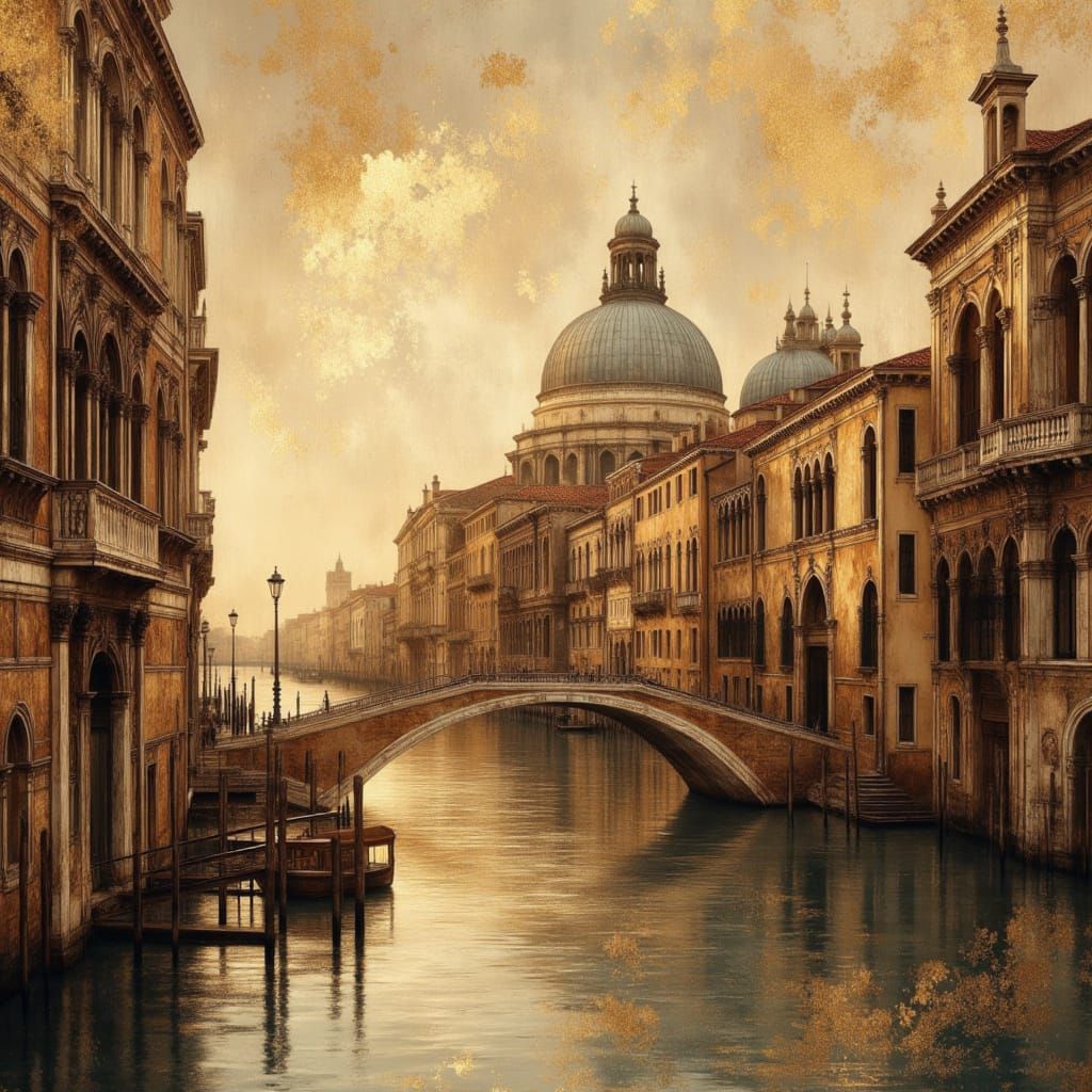 Venice Grand Canal in Abstract Romantic Style