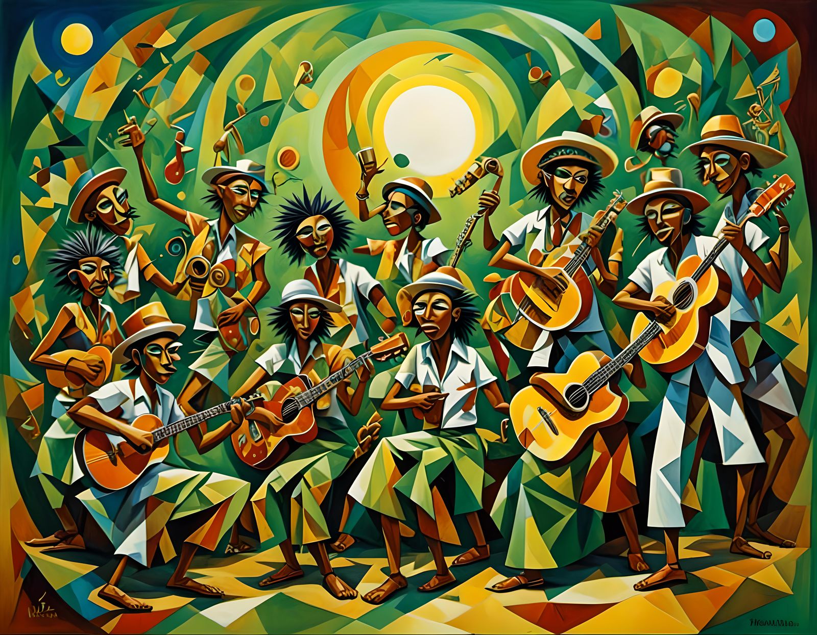 Balinese Reggae Band Performing in Cubist Style