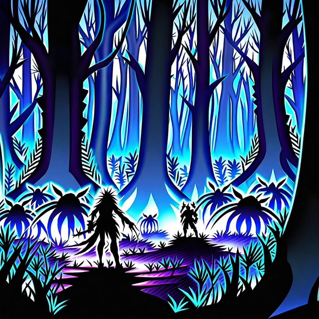 Anime Protagonist Battles Shadow Creatures in Moonlight