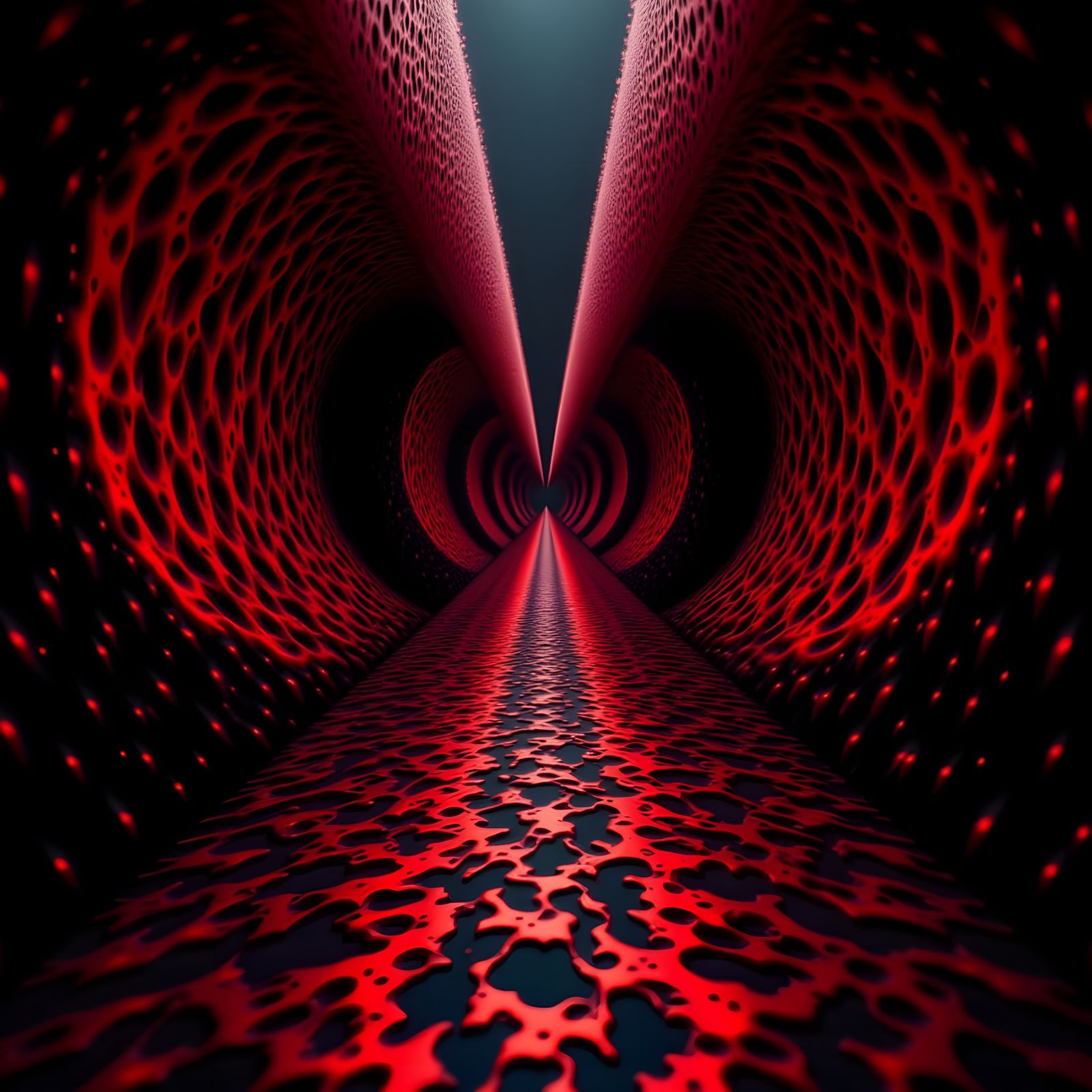 Psychedelic Geometric Surrealism in Black and Red