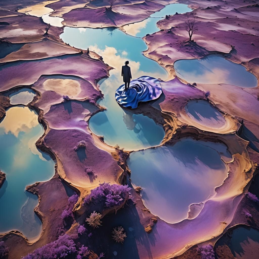 Surreal Faceless Figure in Dreamscape