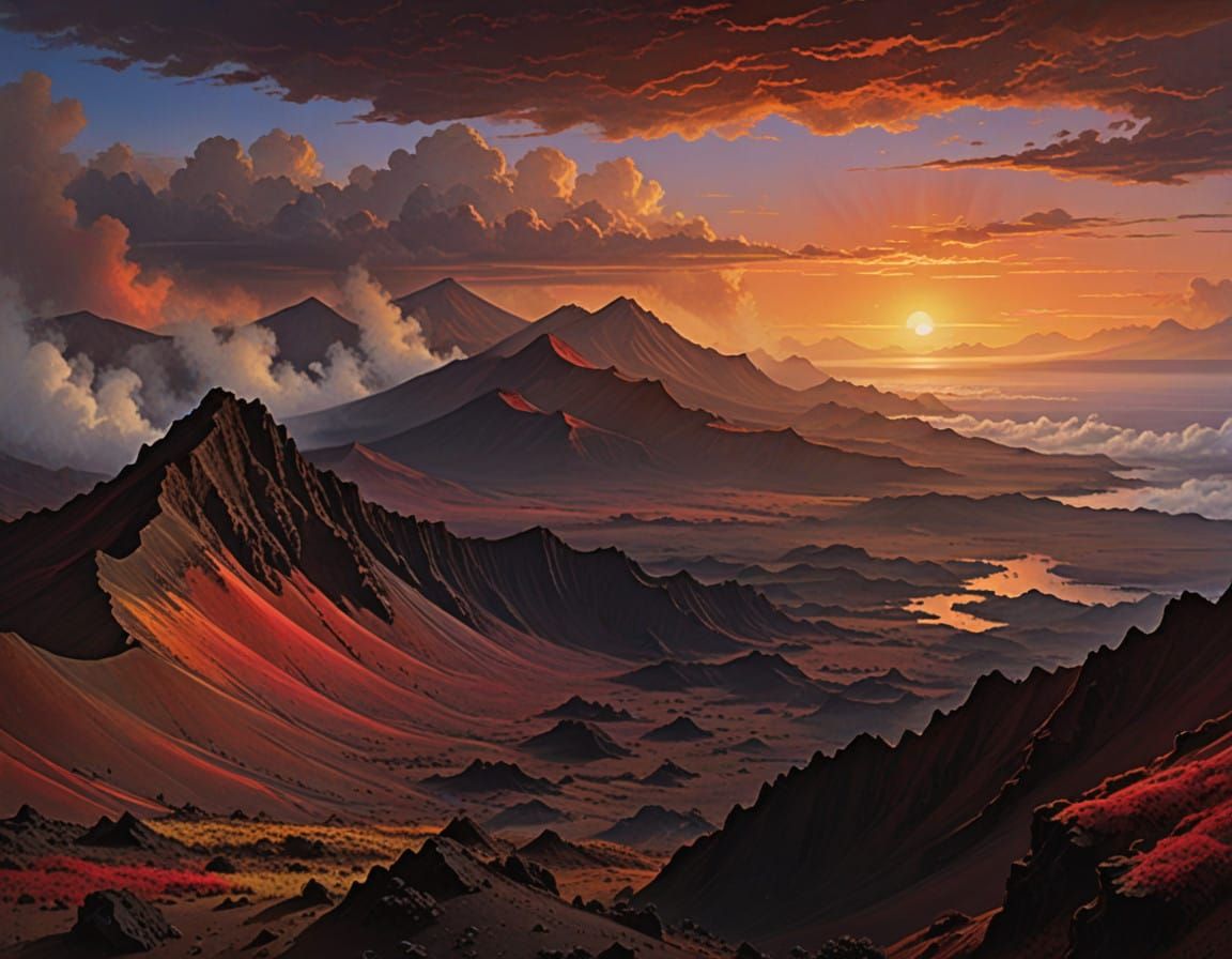 Sunrise Over Haleakalā Crater in Vibrant, Iridescent Hues