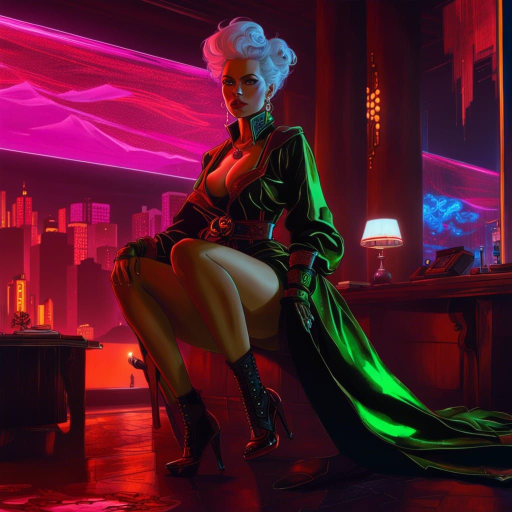 Elegant Cyberpunk Countess Portrait