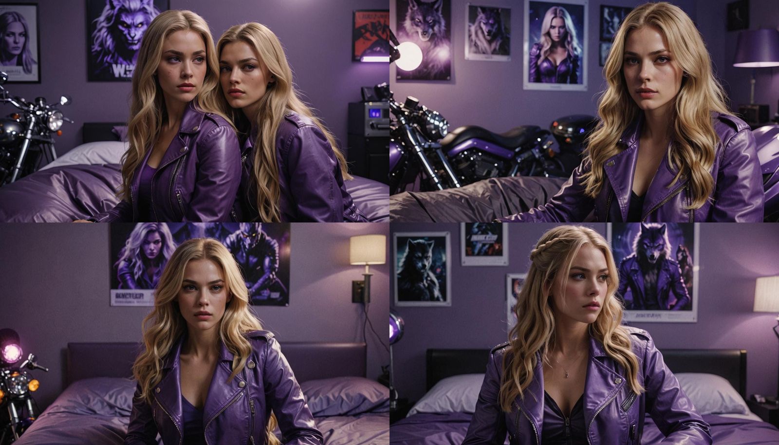 Stunning Futuristic Woman in a Purple Ball Gown