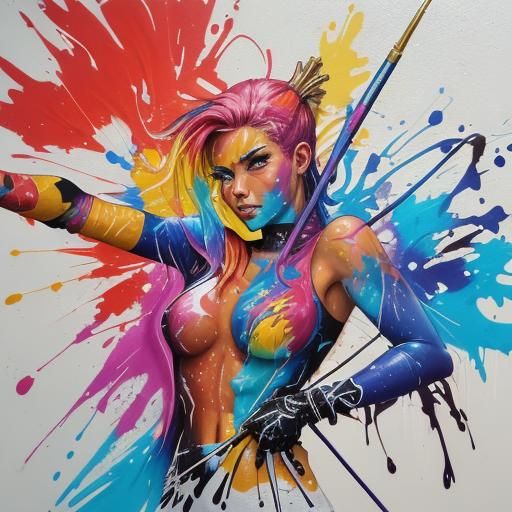 Sagittarius as Colorful Graffiti Street Art