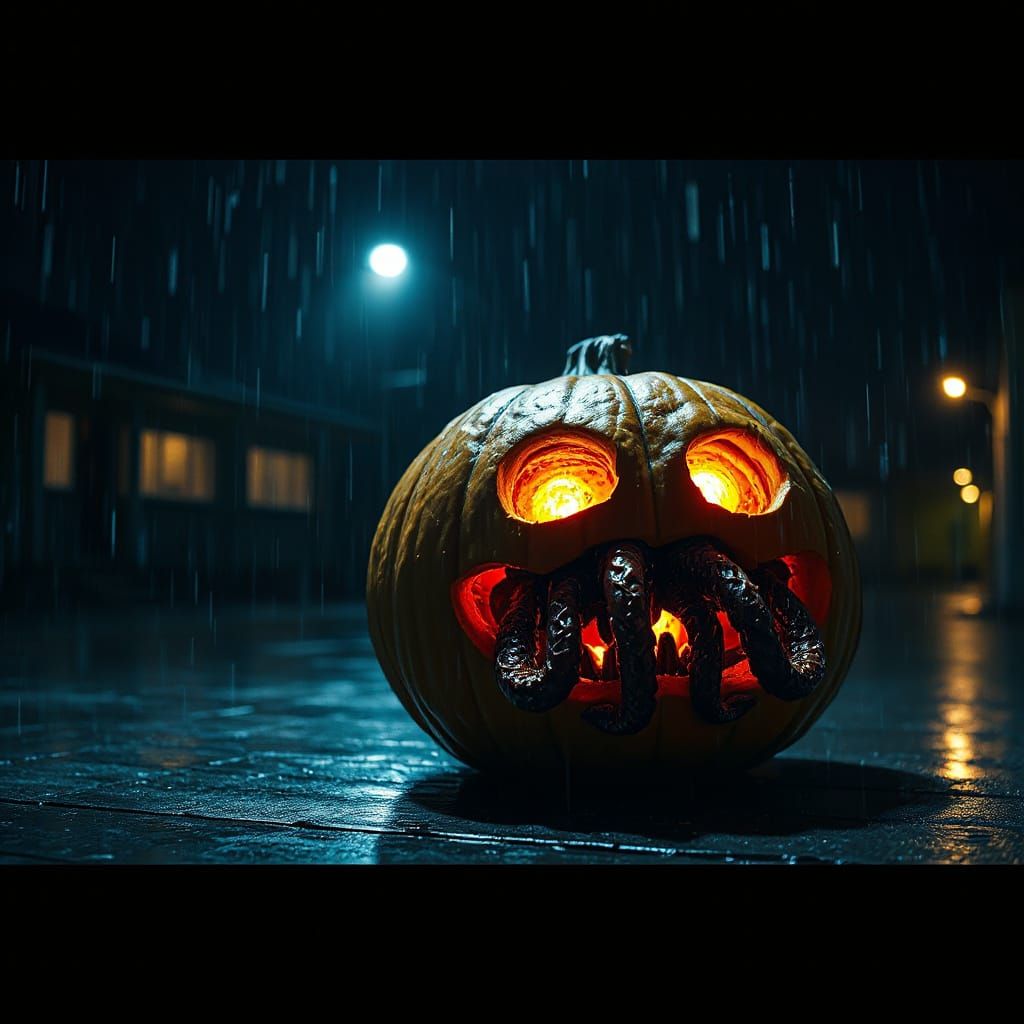 Cosmic Horror Pumpkin Transforms into Yog Sothoth on Rainy N...