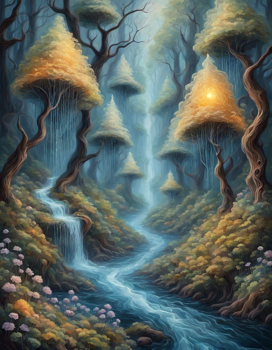 Whimsical Impasto Hallucination in Haunted Woods