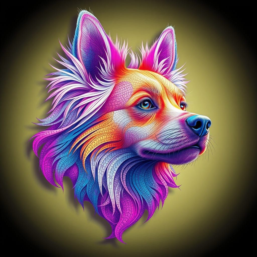 Fractal Canine in a Futuristic Wave