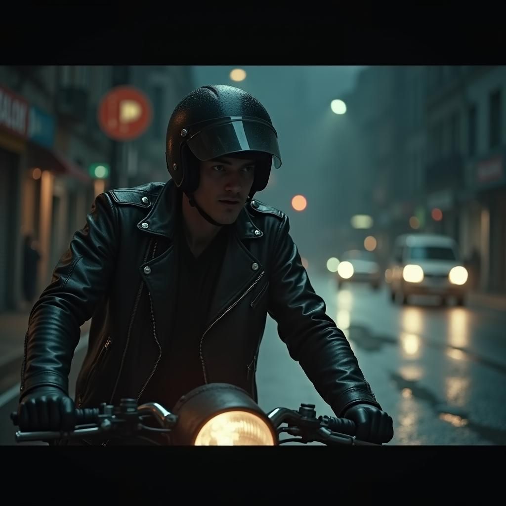 Night Scooter Ride: Cinematic Gritty Realism