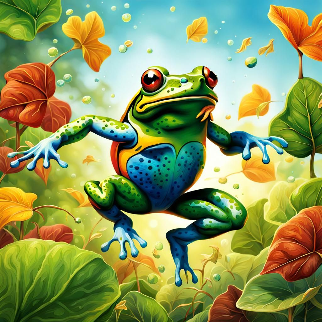 Poisonous Frog Leaping in a Colorful Garden