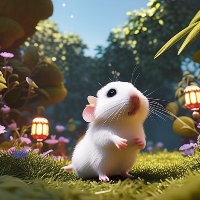 Adorable Chibi Hamster in Forest, Pixar-Style 3D Render