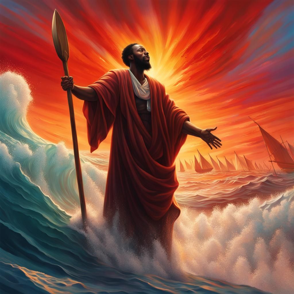Hyperrealistic Moses Parting the Red Sea