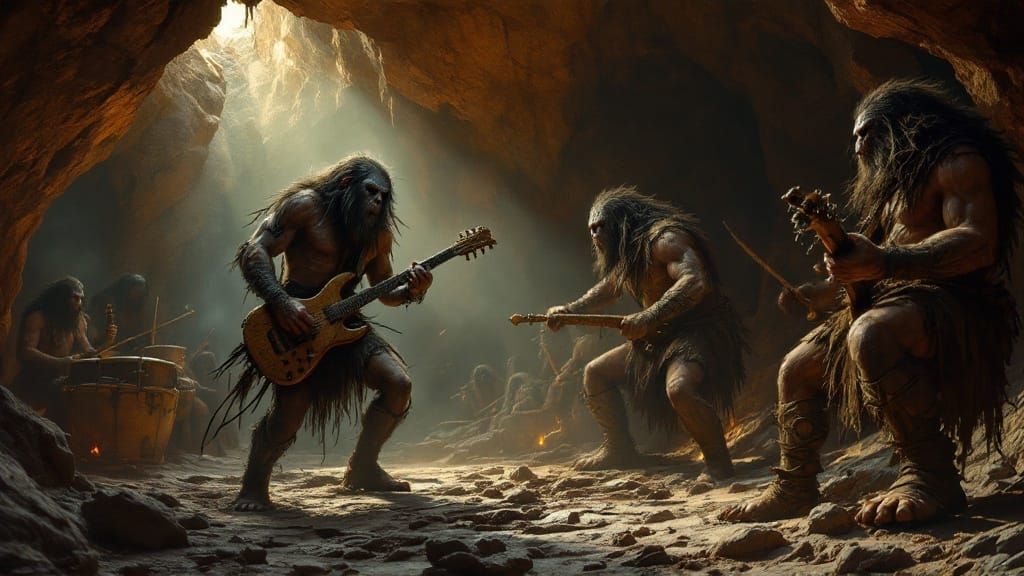 Primal Riff Masters Unleash Thunderous Sound in Ancient Cave...