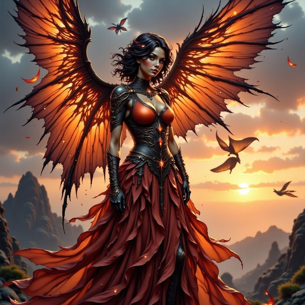 Ethereal Goddess Aeloria Rises in Emberwoven Majesty