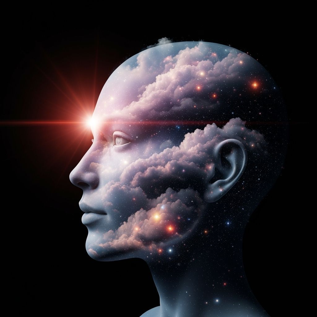 Cosmic Face Profile Made of Clouds and Stardust