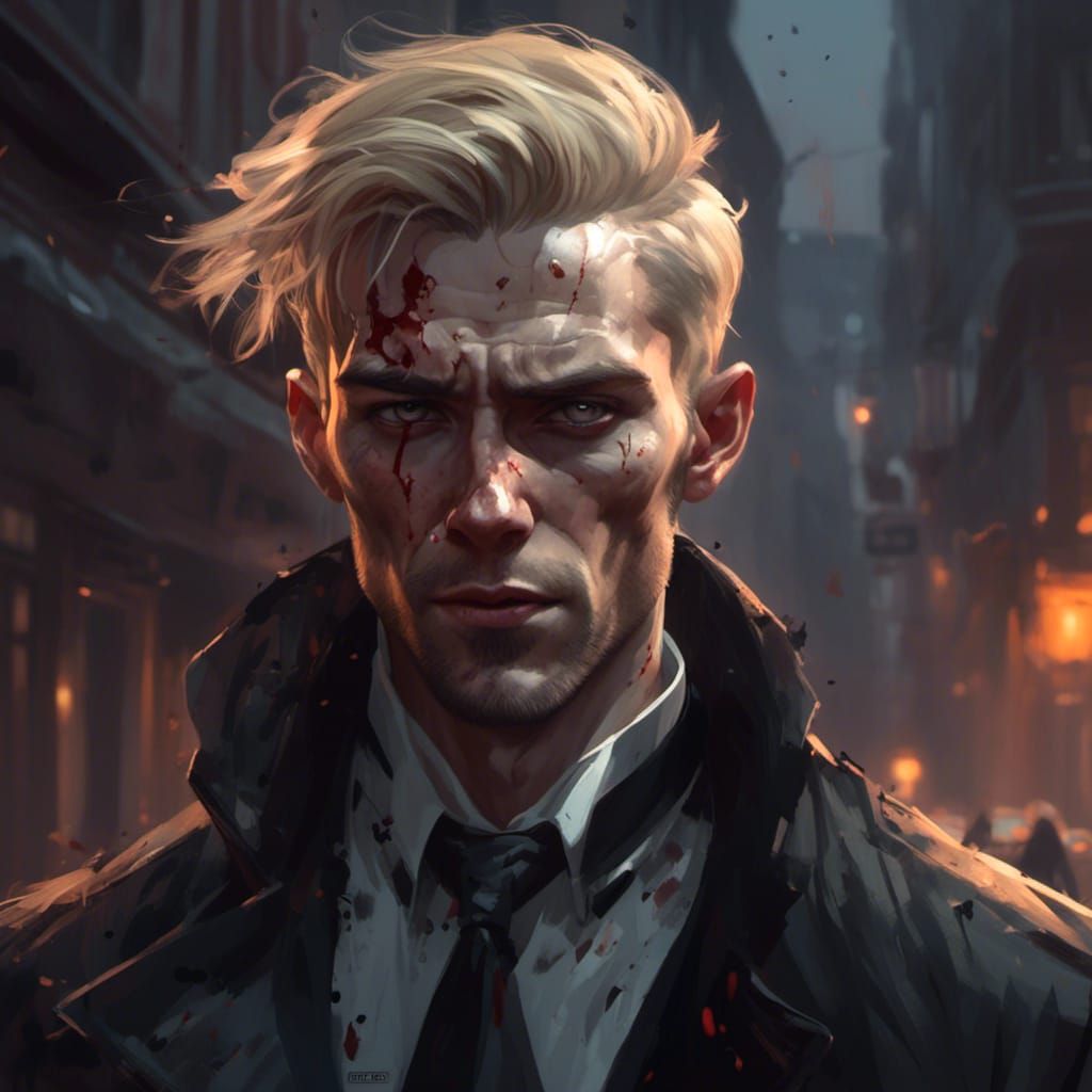 Crazed Man with Evil Smile, Hyperdetailed Portrait