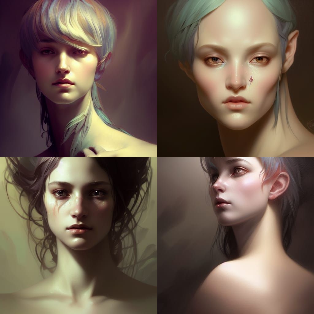 Ethereal Fae Creature Portrait in Art Nouveau Style