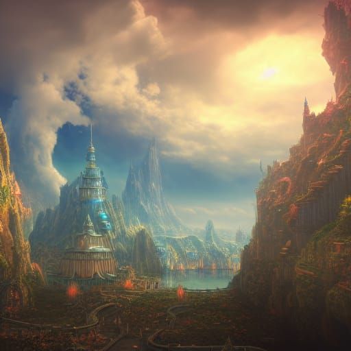 Fantastical Cloud Kingdom: Detailed Matte Painting