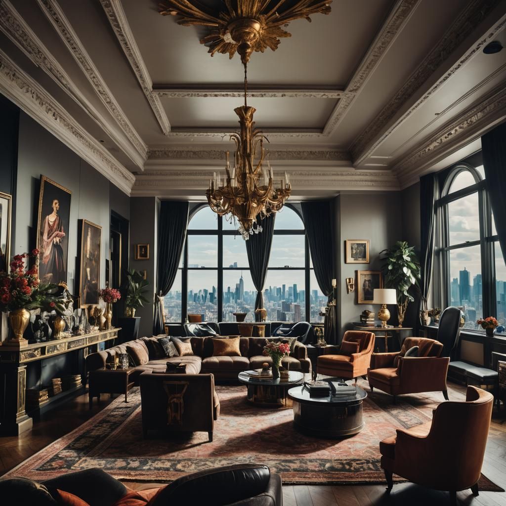 Maximalist Penthouse Interior in Baroque Style