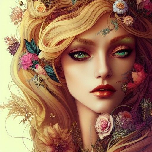 Decadent Androgynous God Portrait in Digital Art Style