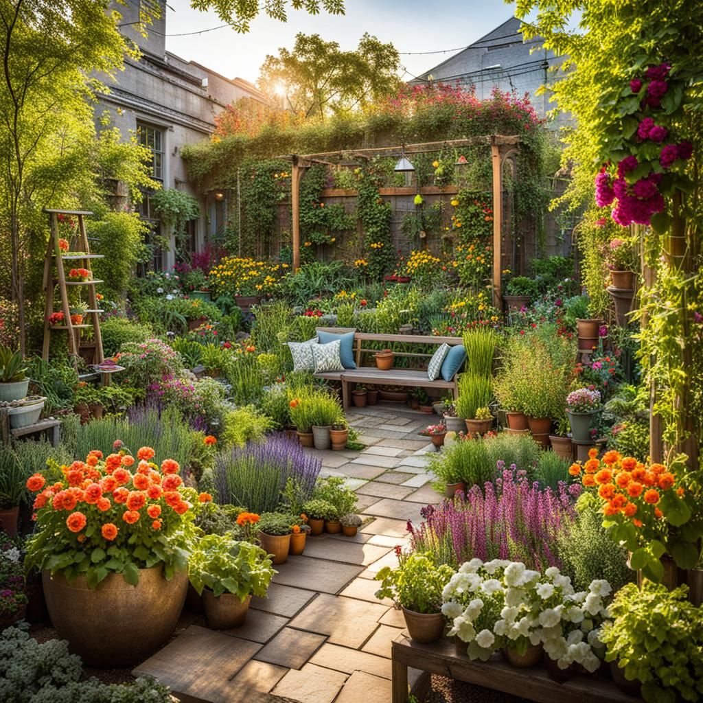 vibrant and flourishing urban garden oasis