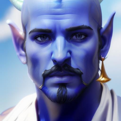 Photorealistic 3D Portrait of Male Genie Aenain