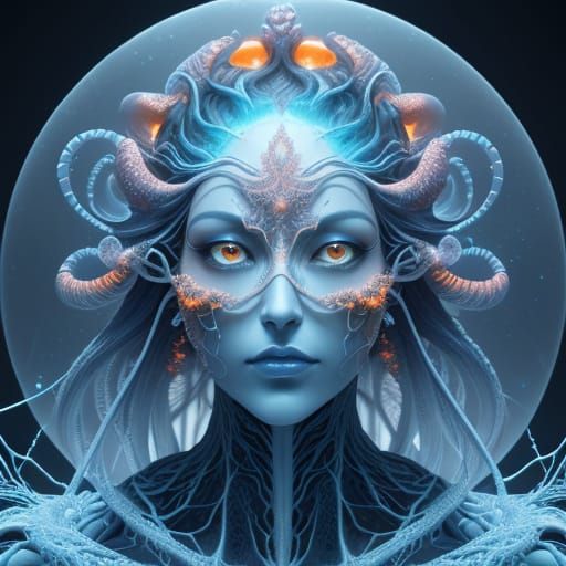 Surreal Fractal Face in Ethereal Glow