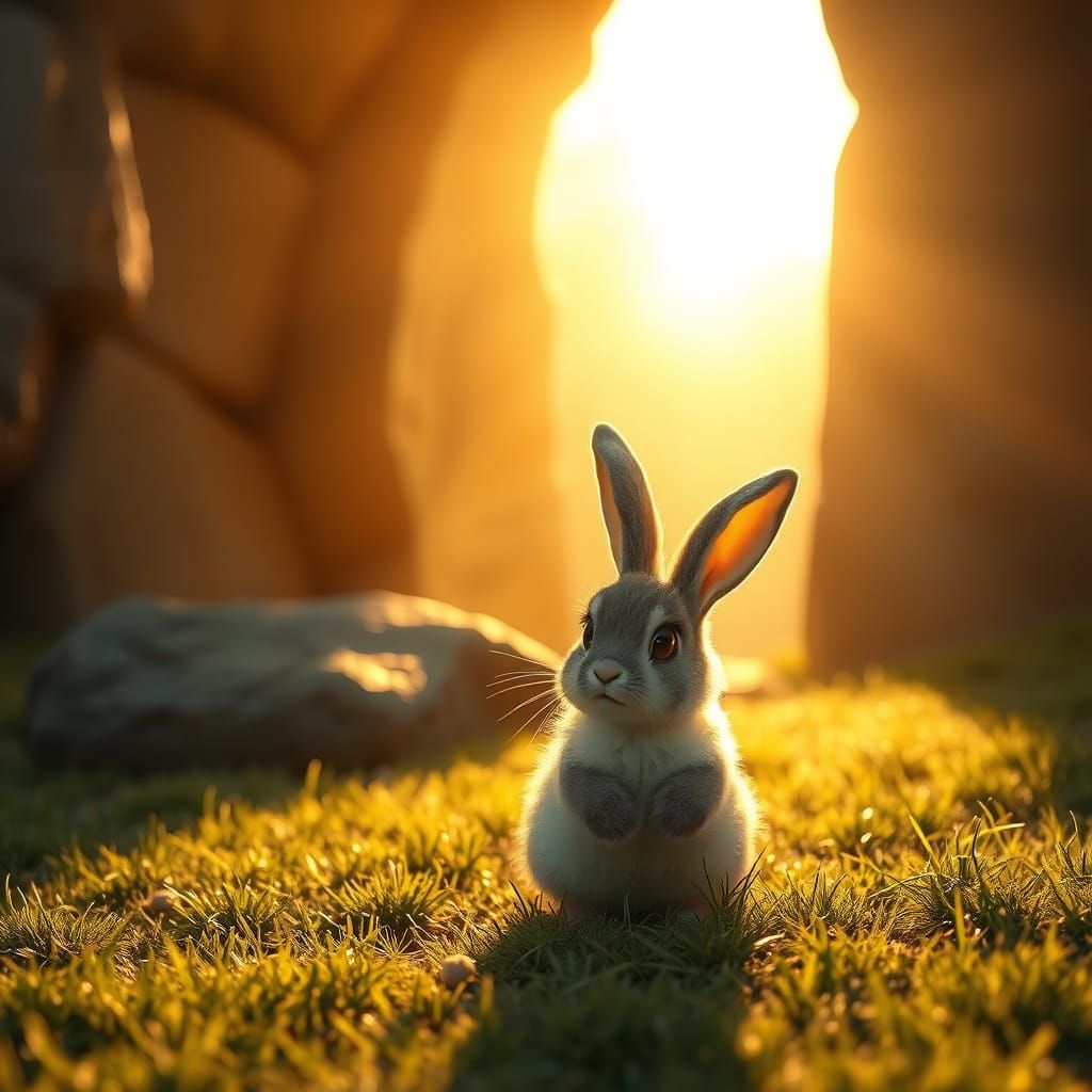 Early Morning Garden Scene of Resurrection in Warm Golden Li...