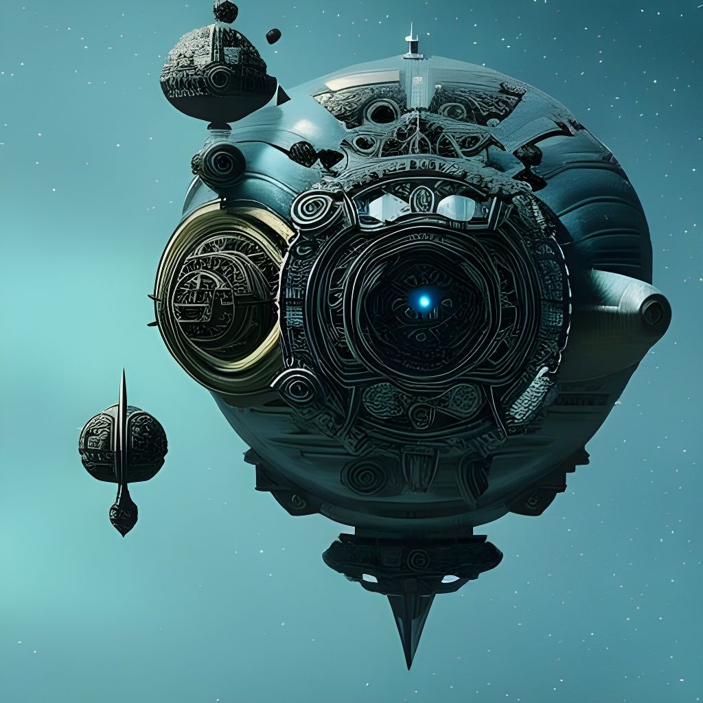 Gothic Starship in Surrealist Digital Art Style