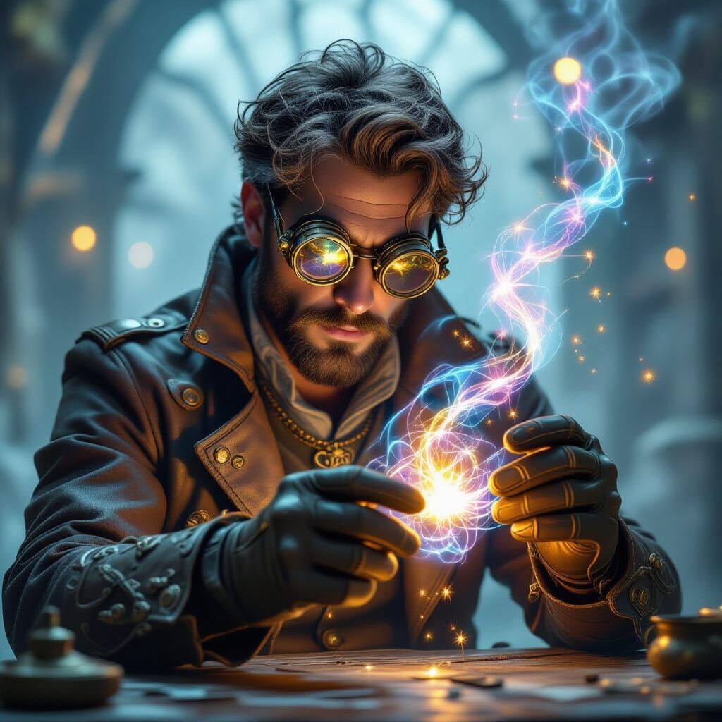 Spell Engineer Weaving Magic in Luminous Style