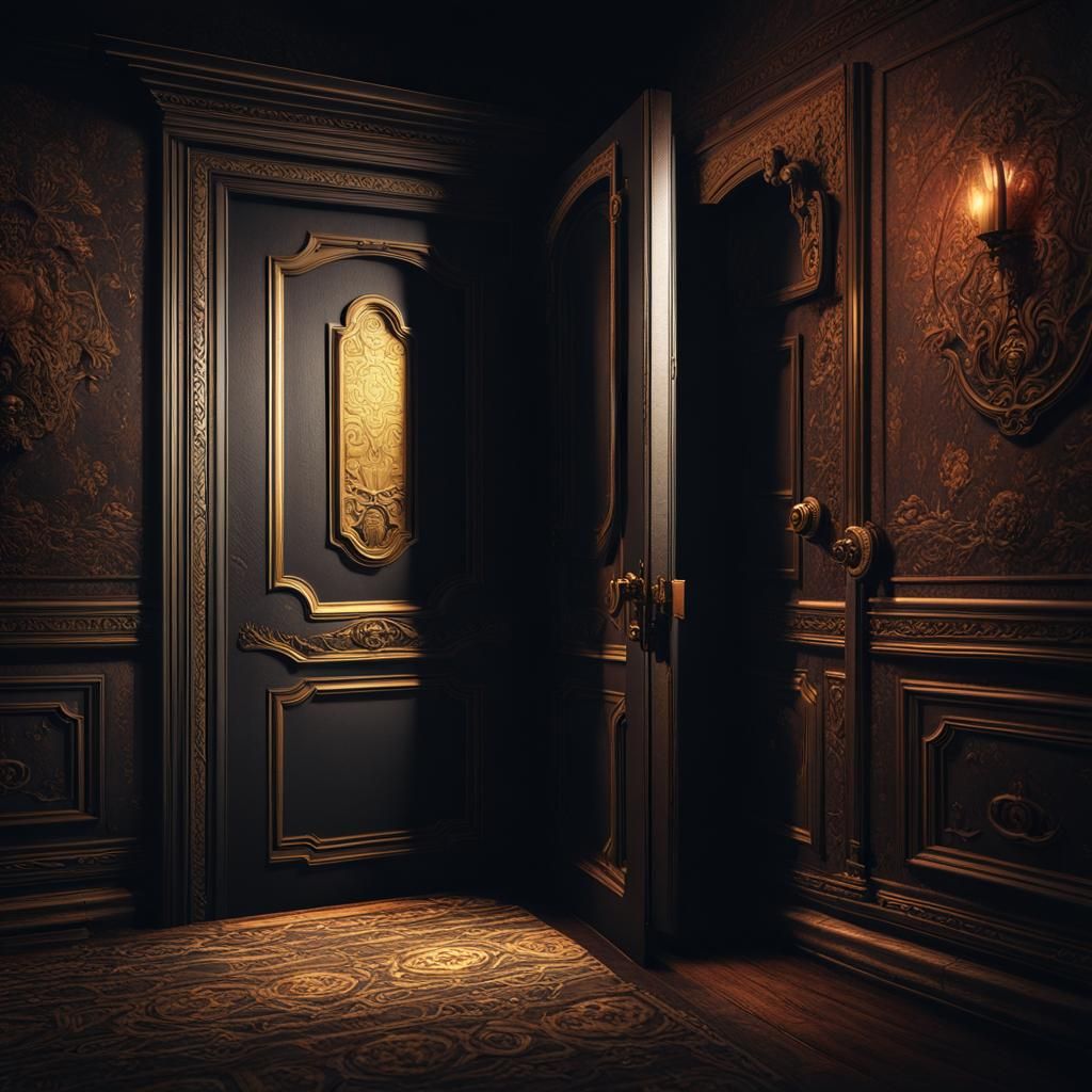 Eerie Shadow Entity Peeking from Doorway