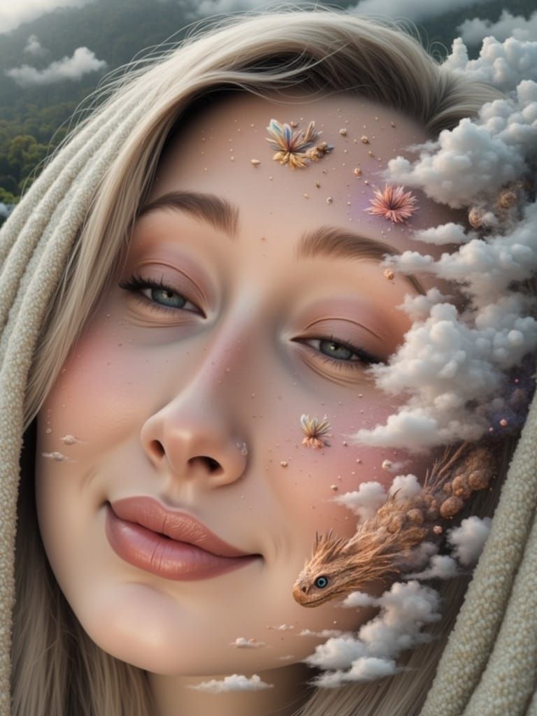 Dreamy Dragon Ride: Ethereal Portrait in Flight