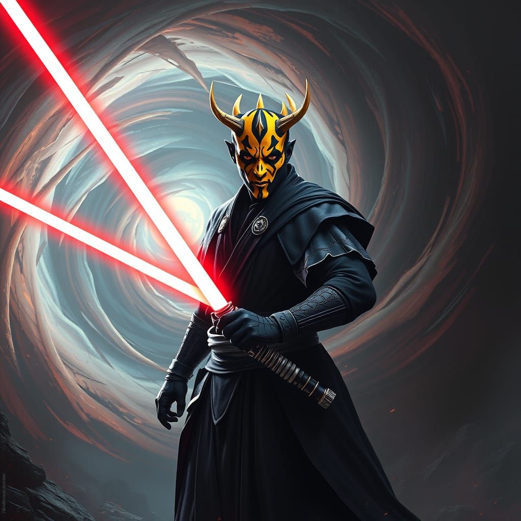 Yellow Darth Maul in Epic Battle Pose