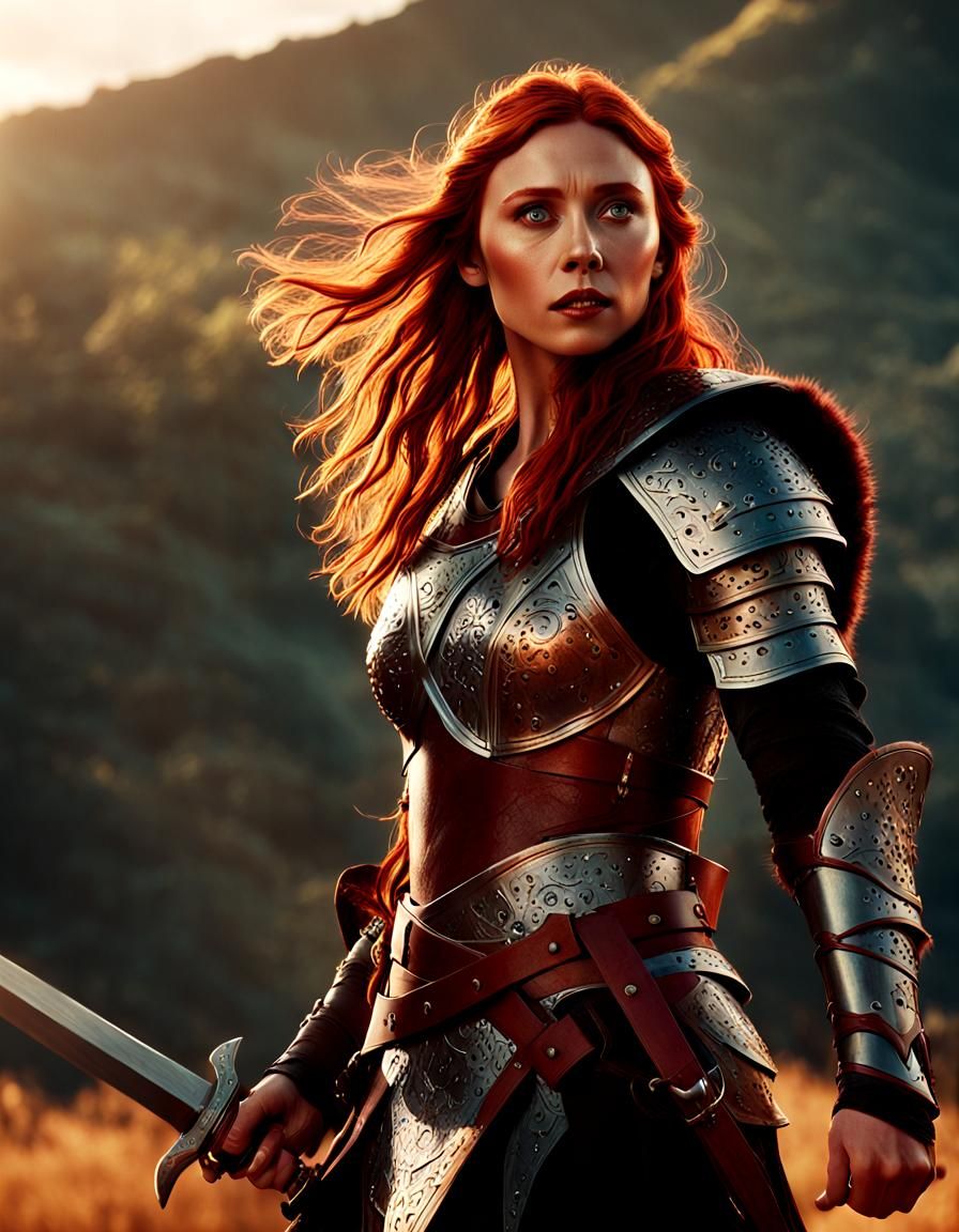 Red Sonja: Heroic Warrior in Golden Hour Light