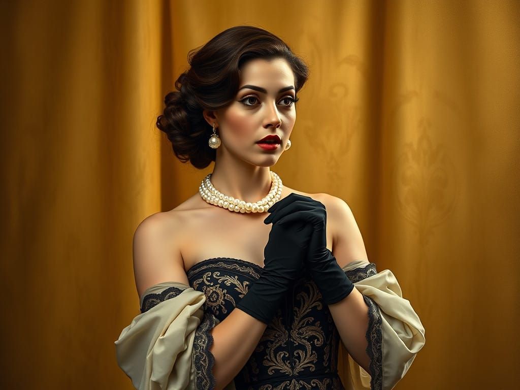 Elegant Lady in Golden Hush