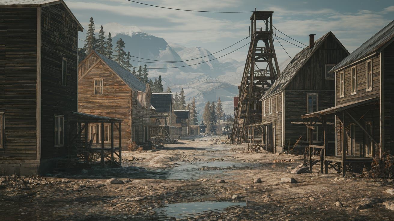 Abandoned Mining Town at Dusk