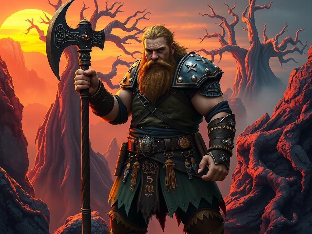 Dwarf Warrior at the Edge of Mystical Realm
