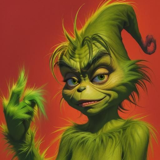 Abstract Grinch Art in Complementary Colors