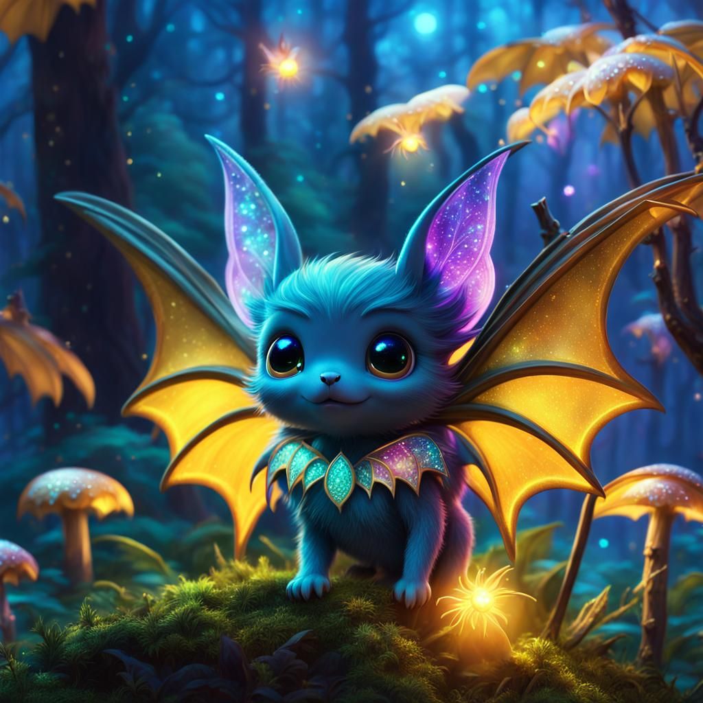 Cute Fairy Bat in Enchanting Forest Concept Art